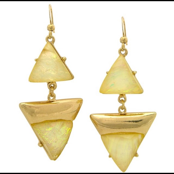 Iridescent Deco Triangle Earrings, NWT - Picture 3 of 8